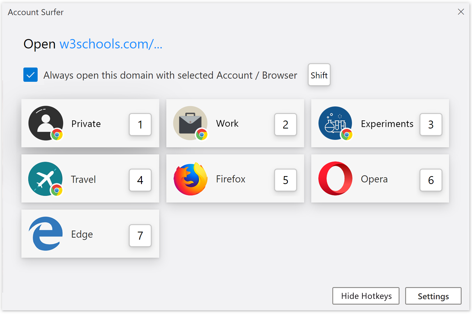 Account Surfer hotkeys Account Surfer hotkeys